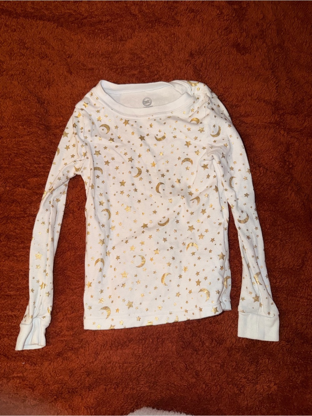 wonder nation White Long-Sleeve Top with Gold Moon & Star Print